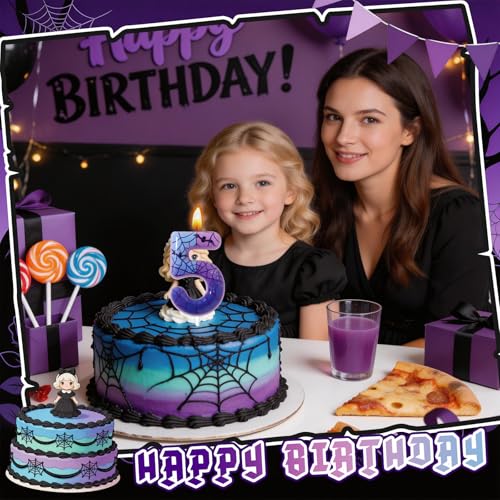 Candsun Purple Number 5 Birthday Candle - Fun Cartoon Cake Decoration