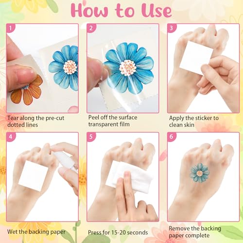 Ceiba Tree Floral Temporary Tattoos 100-Pack Spring Party Favors