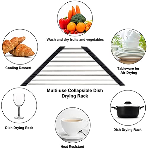 Triangle Dish Drying Rack - Roll-Up Stainless Steel Sink Drainer