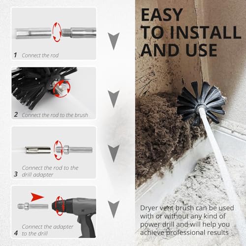 6-Inch Dryer Vent Cleaning Brush Head with Drill Attachment