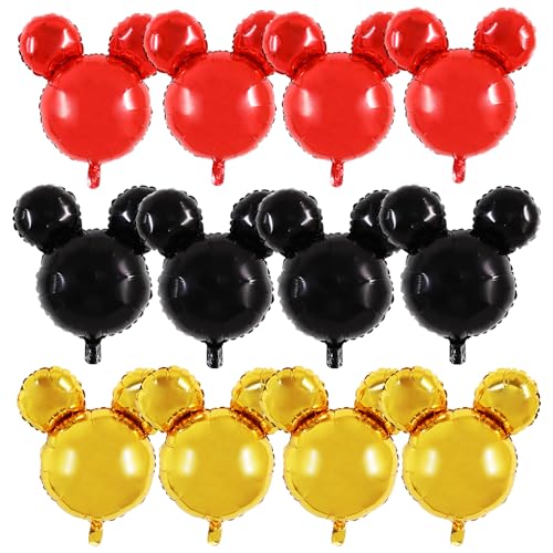 24-Inch Mouse Head Foil Balloons - 12pcs for Birthday & Party Decor