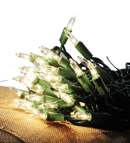 50-Count Clear Christmas String Lights with Connectable Green Wire