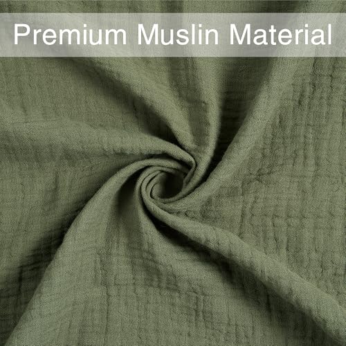 Meracorallo 100% Cotton Muslin Swaddle Blanket - Olive Green, 43x43 Inches