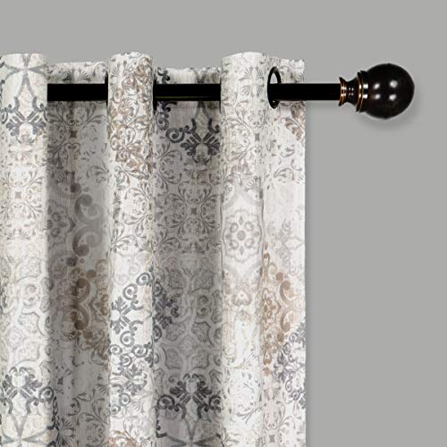 Eclipse Martina Medallion Blackout Thermal Insulated Grommet Top Curtains for Bedroom, Single Panel, 40" x 63", Taupe