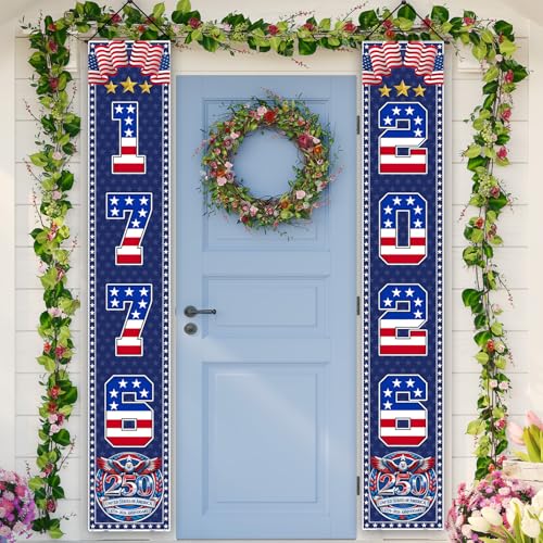 American 250th Anniversary Banner - 2 Pack, Patriotic Decor 12x71"