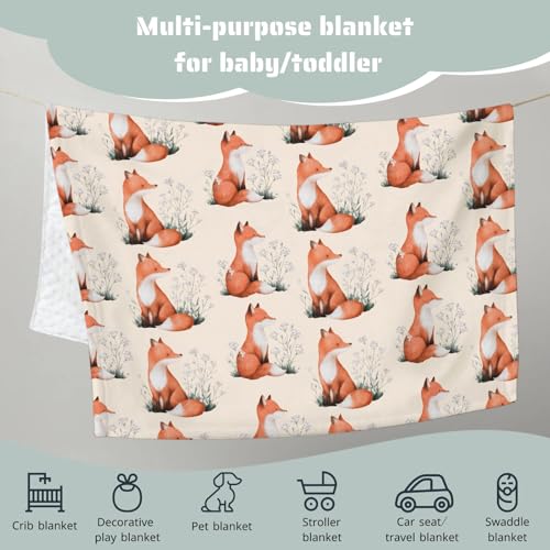 Boho Fox Baby Blanket 30x40 - Soft Dotted Mink & Fleece Receiving Blanket