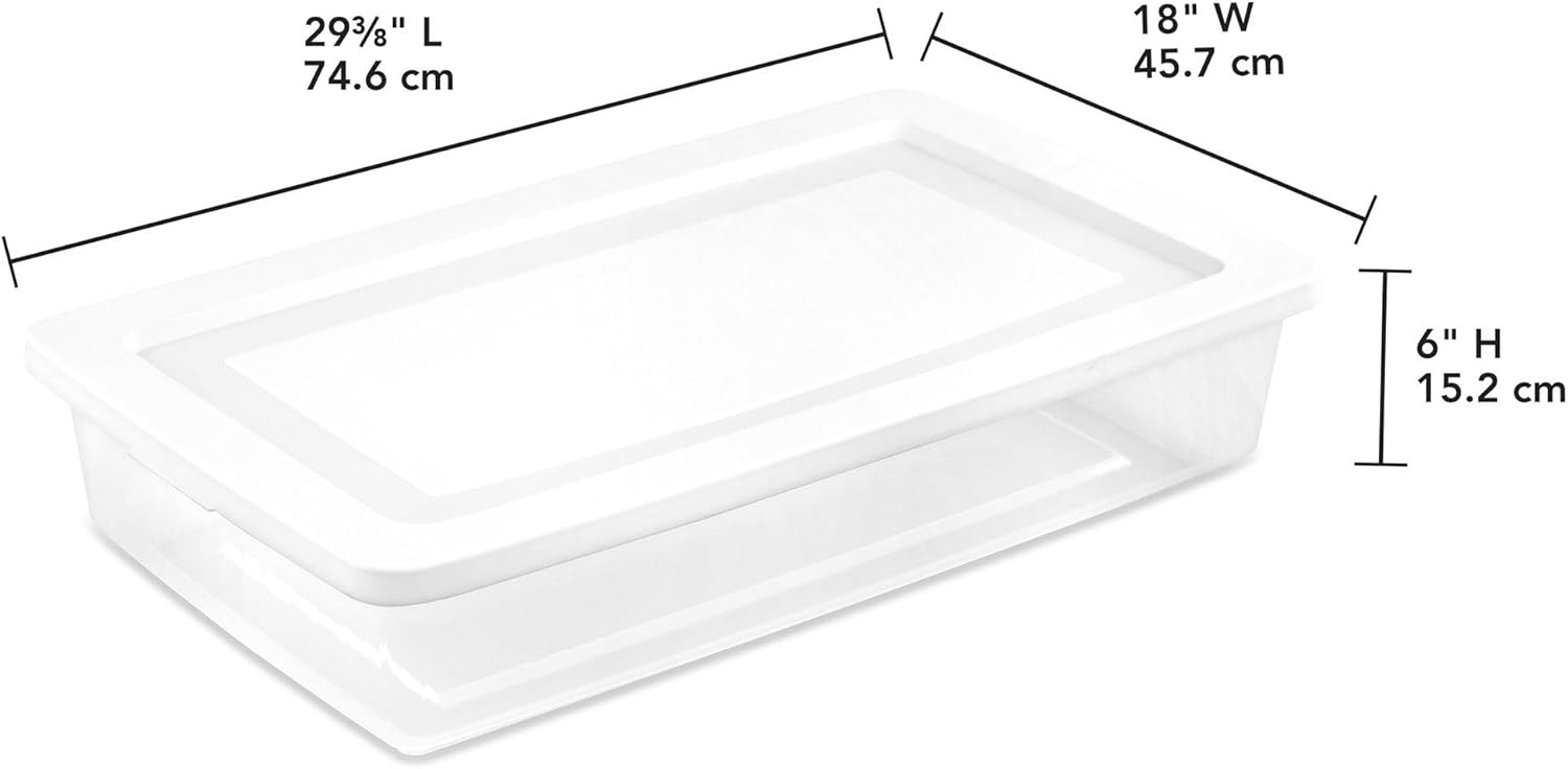 Sterilite 41 Quart Stackable Storage Box - 6 Pack Clear Plastic Containers with Secure Lids for Home & Office Organization