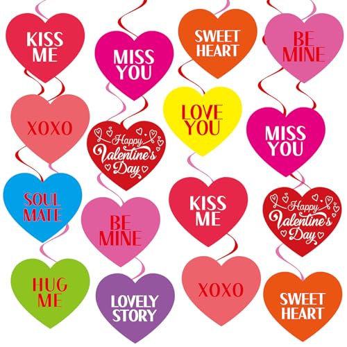 40Pcs Valentine's Day Hanging Swirl Decorations - Heart Theme Party Decor