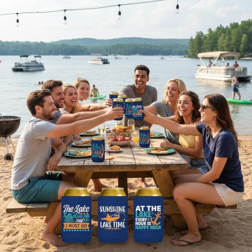 Funny Fishing Can Cooler Sleeve 6-Pack - Neoprene Insulated Beer Cozies