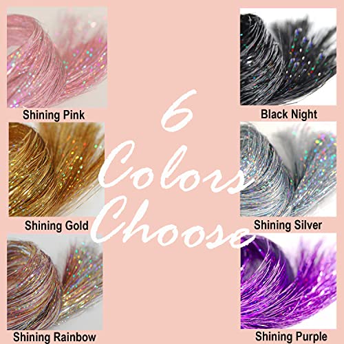 La Bella 47" Heat-Resistant Hair Tinsel Extensions - Gold Sparkle Silk