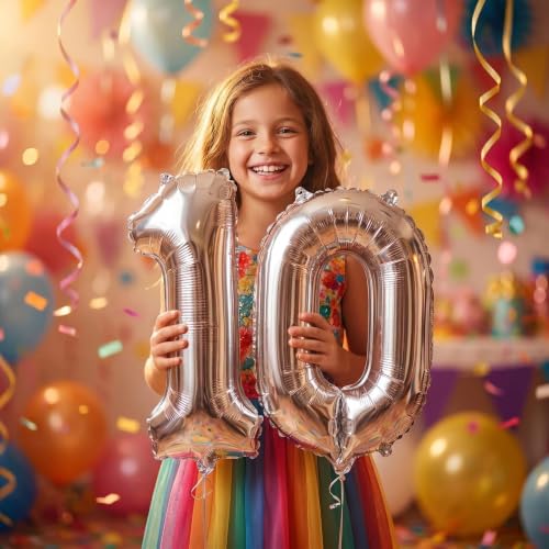 Number 10 Foil Mylar Balloon - 16 Inch Birthday Decoration