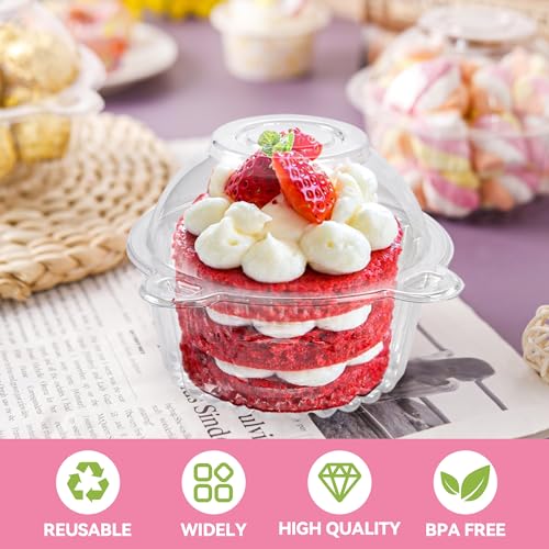 NPLUX 50 Pack Plastic Cupcake Containers with Deep Dome Design
