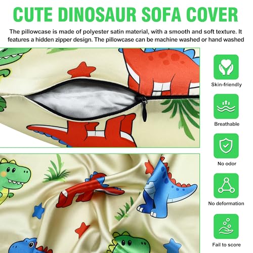 Dinosaur Throw Pillow Cover - Cute Cartoon Design, 17.7"