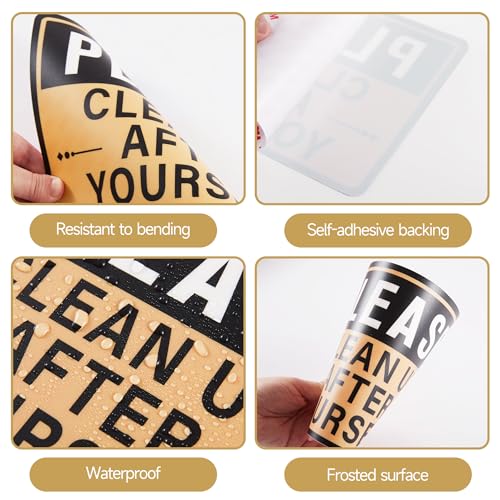 2PCS Clean Up 258 Self-Adhesive Bathroom & Kitchen Signs