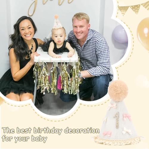 Vovii 1st Birthday Girl Hat - One Year Old Party Crown with Bow