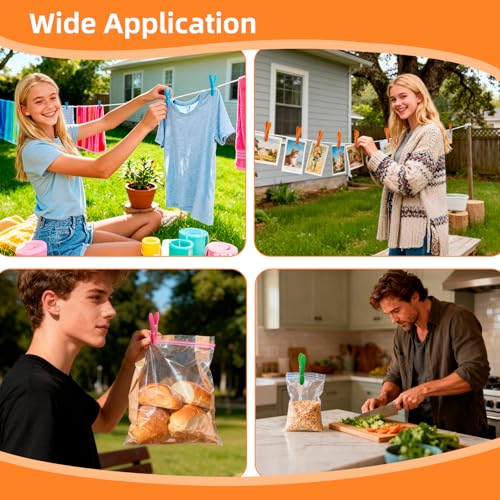 48PCS Heavy Duty Colorful Plastic Clothespins | Rust-Resistant Laundry Clips