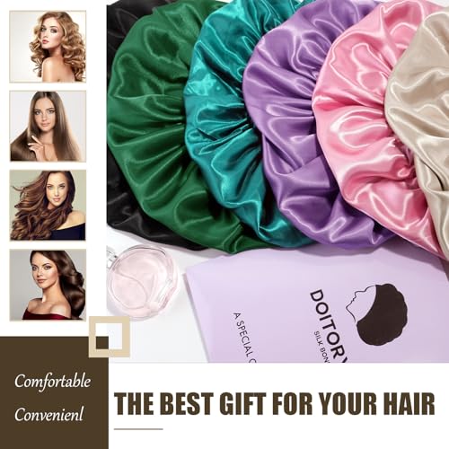 Doitory Silk Hair Bonnet for Sleeping - Double Layer Soft Satin Cap