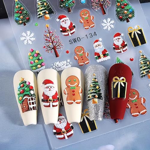 Christmas Nail Stickers 4 Sheets Self-Adhesive Winter Decals
