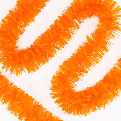 CCINEE 32.8ft Fall Tinsel Garland - Orange Metallic Foil Twist Decor for Halloween & Christmas