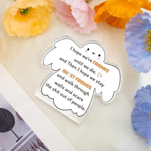Ghost Friends Acrylic Plaque Funny Best Friend Desk Decor Gift