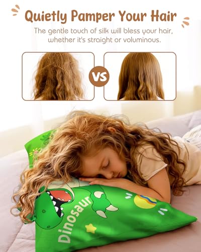 Cute Cartoon Dinosaur Pillowcases for Kids - Soft Silk Queen Size 20"x30"