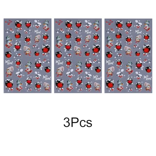 3D Bird Nail Art Stickers Self-Adhesive Winter Decals - 3 Pack