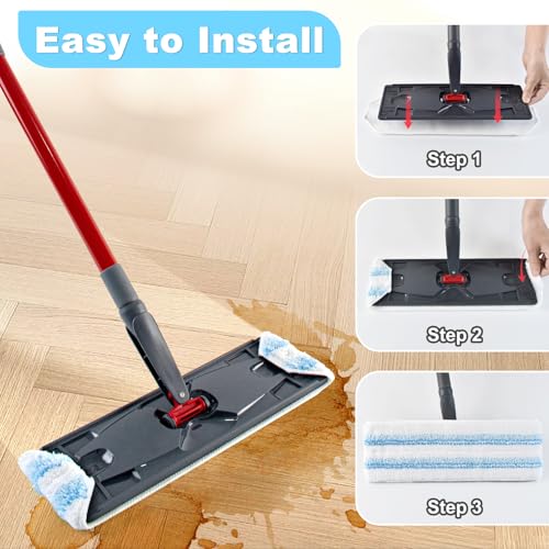 6 Pack Mop Replacement Pads for OCedar H2prO Flat Mop - Washable Microfiber Refills