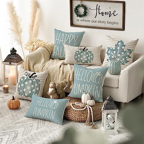 AVOIN colorlife Fall Throw Pillow Covers, 18x18 Autumn Pumpkin Set of 4