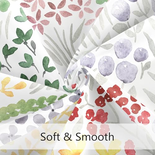 MAYZUS Sage Green Floral Shower Curtain, Boho Wildflower Fabric 60"x72"