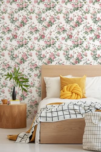 Pink Floral Contact Paper - Peel and Stick Wallpaper for DIY Decor