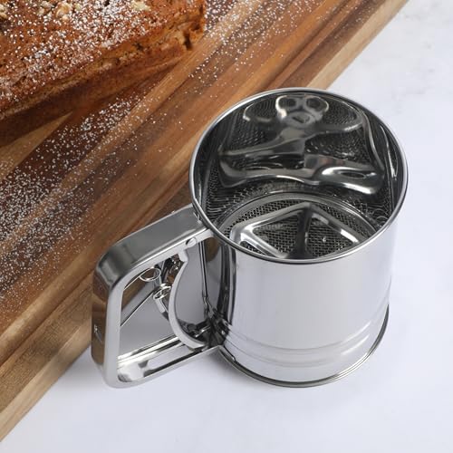 Oster Helmsdale 2-Cup Stainless Steel Flour Sifter Pack of 6 - Baking Sieve with One-Hand Lever