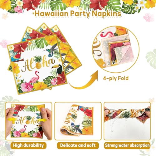 Hawaiian Luau Party Supplies Set - 72pcs Disposable Plates & Napkins