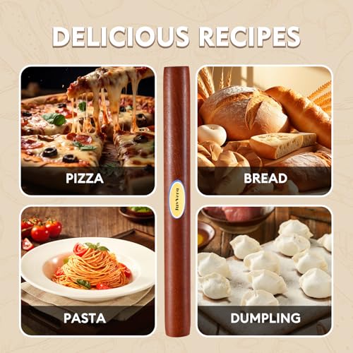 15.75-Inch Non-Stick Sapele Wood Rolling Pin for Baking