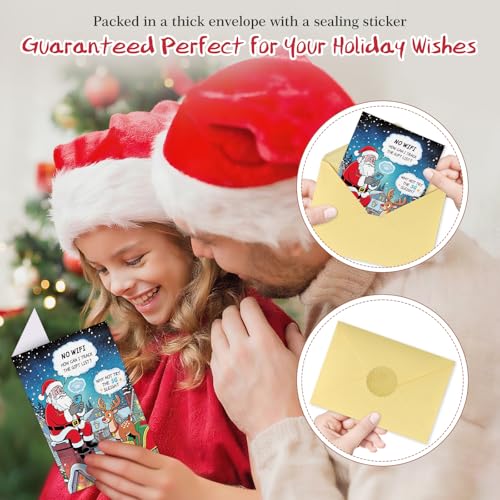 FLYAB Funny Christmas Card, Santa GPS Fail Holiday Greeting with Envelope