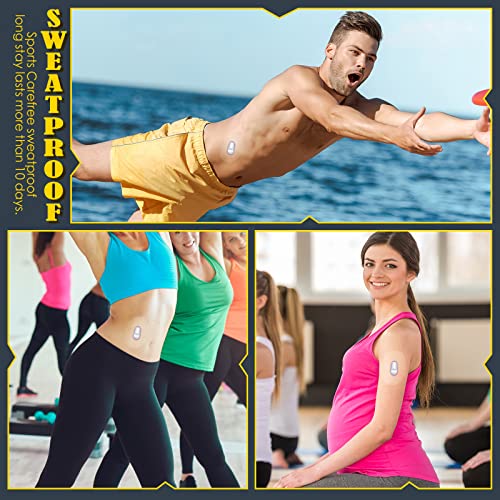 100 Pieces Shower Waterproof Patch Transparent Waterproof Adhesive Patch Compatible with G6 Overpatch Transparent Stickers Long Lasting Sweat-Proof Continuous Glucose Monitor Protection (Blue)