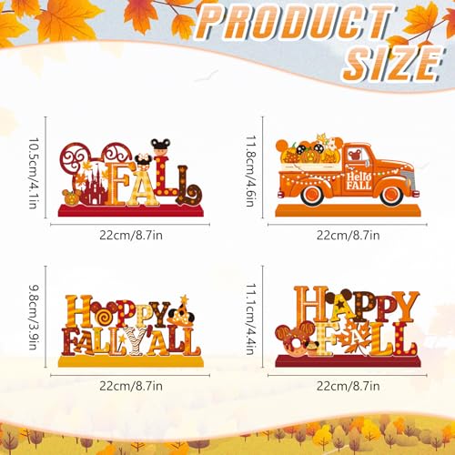 4-Piece Fall Wooden Table Decor Set with Pumpkin Design