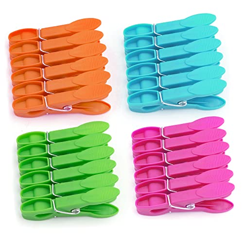 24Pcs Heavy Duty Plastic Clothespins for Laundry & Towel Clips
