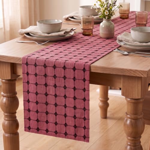 12x90 Inch Farmhouse Red Brown Plaid Table Runner - Seasonal Christmas Decor