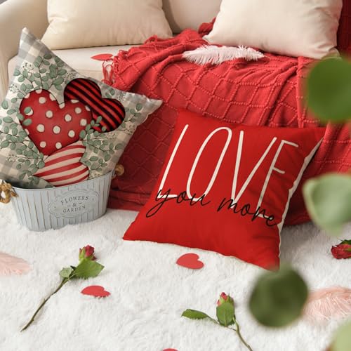 AVOIN colorlife Eucalyptus Leaves Throw Pillow Covers, 18x18 Inches, Set of 4 - Machine Washable Cushion Cases for Sofa & Couch