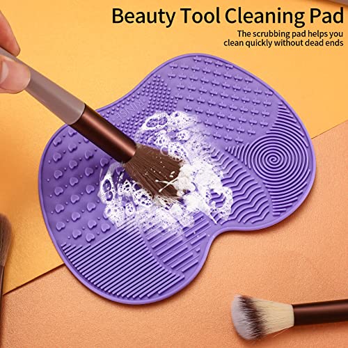 2 Pack Silicone Makeup Brush Cleaning Mat with Suction Cup Portable Pad