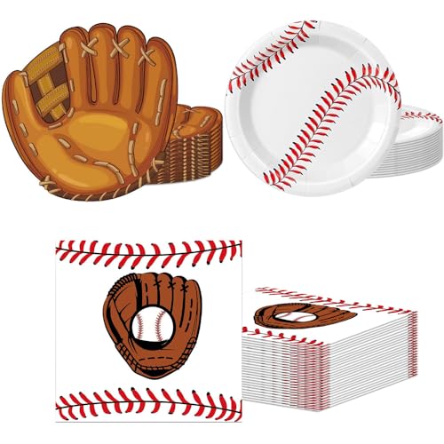 Baseball Birthday Party Supplies - 40Pcs Plates & Napkins Set