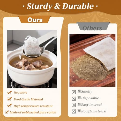 10 Pack Muslin Drawstring Bags - Natural Cotton Tea & Spice Bags