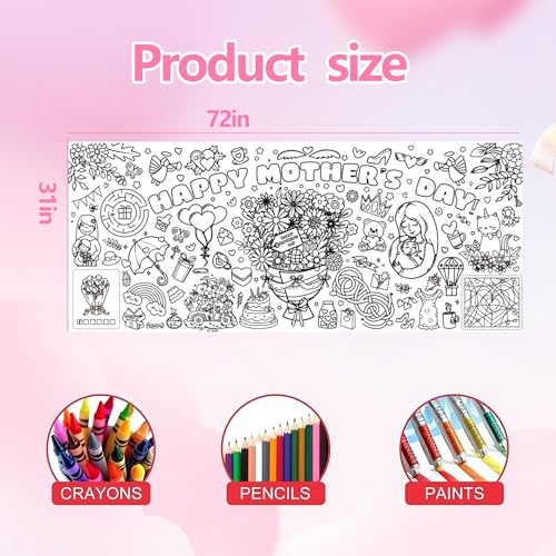 Extra-Large Mother's Day Coloring Poster & Tablecloth - 30x72 Inch