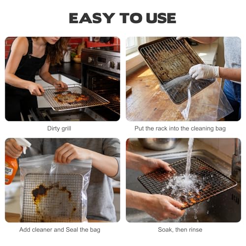 8 Pack Heavy Duty Oven Rack Cleaning Bags – No Scrub, Reusable