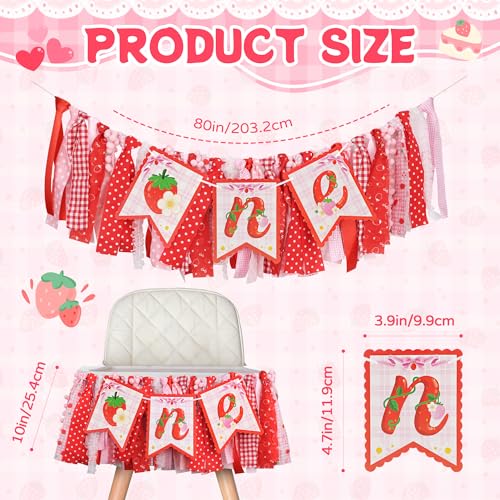 Strawberry 1st Birthday High Chair Banner - Sweet One Decor