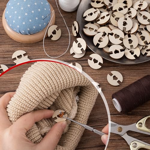 50pcs Wooden Pom Pom Buttons for Knitted Hats & Beanies, 20mm Removable
