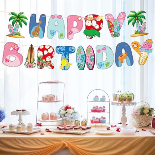 Hawaiian Birthday Banner - Tropical Luau Party Decor