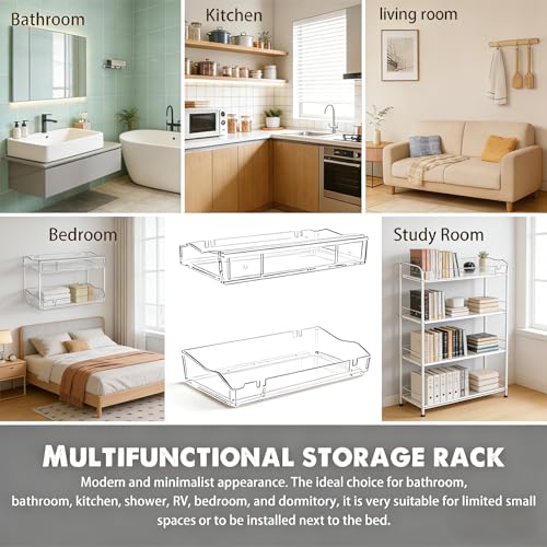 Clear Acrylic Floating Bathroom Shelves - 2pcs Durable Organizer
