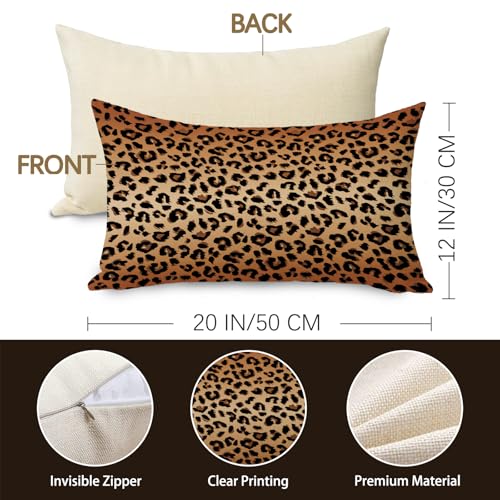 Leopard Print Decorative Throw Pillow Cover - 12 x 20 inches