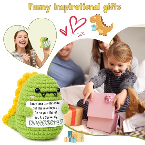 Handmade Crochet Dinosaur Gift - Positive Encouragement Dino